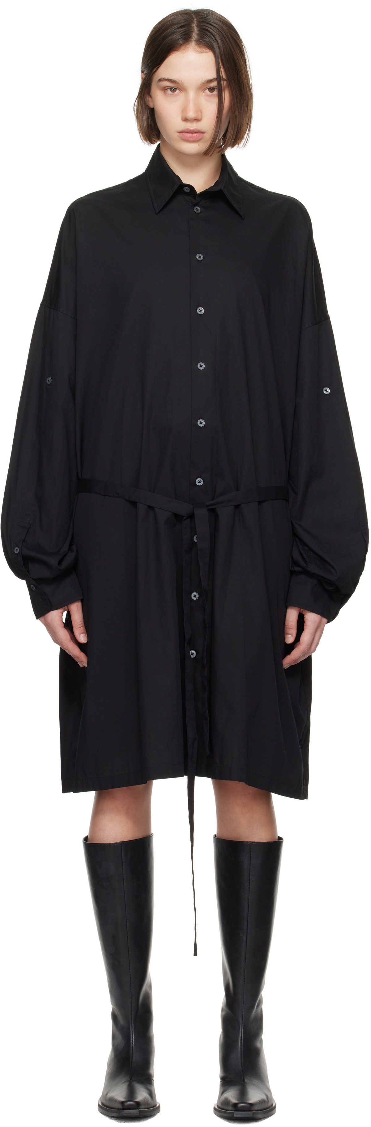 Ann Demeulemeester Black Slouchy Shirt Midi Dress