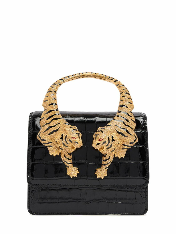 Photo: ROBERTO CAVALLI Medium Roar Croc Embossed Bag