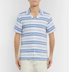 Orlebar Brown - Travis Camp-Collar Striped Linen and Cotton-Blend Shirt - Men - Blue