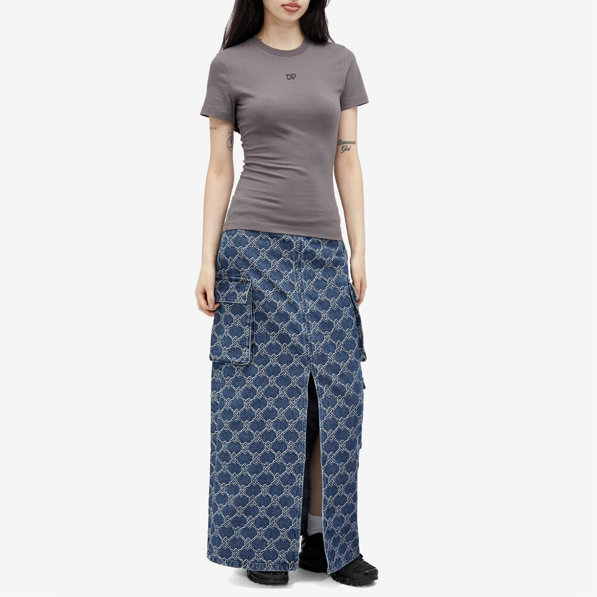 Daily Paper Women's Unit Emb T-Shirt in Rabbit Grey