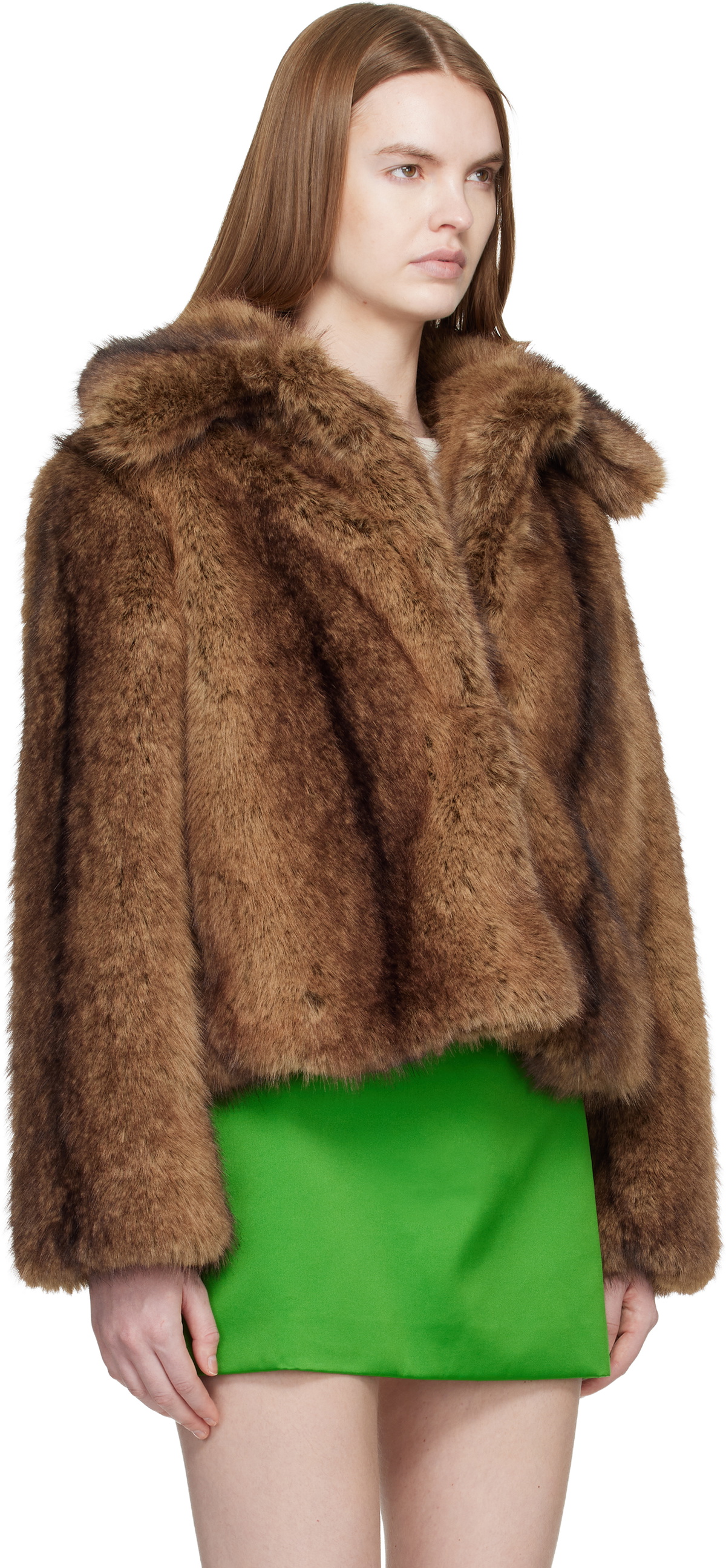 Sandy Liang Brown Kensington Faux-Fur Jacket