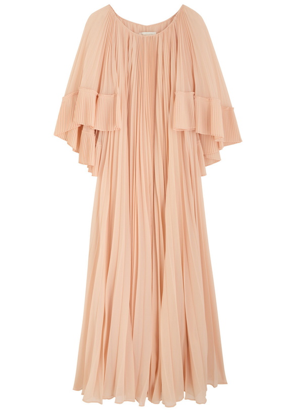 Photo: Zimmermann Pleated Cape-effect Chiffon Maxi Dress Peach