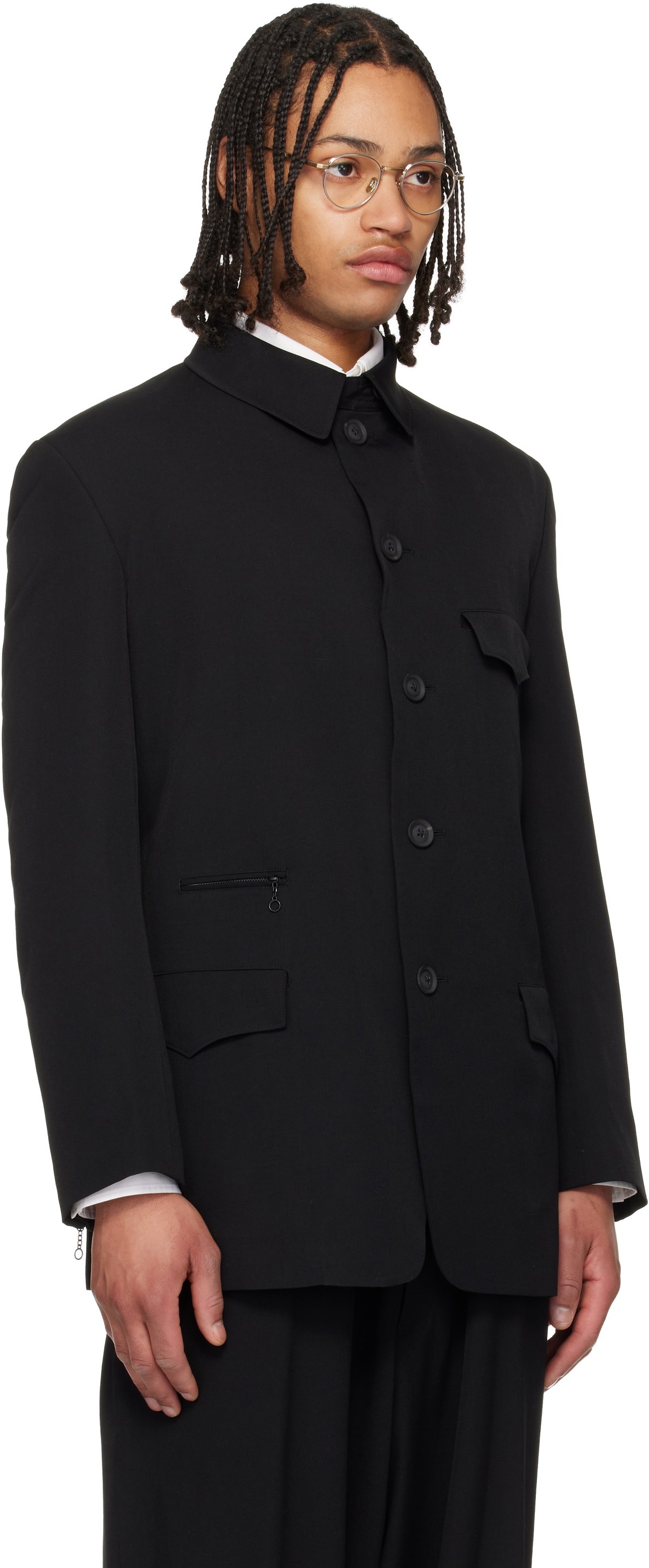 YOHJI YAMAMOTO Black Wool Gabardine Army Blazer