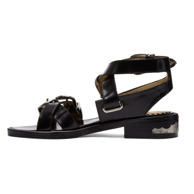 Toga Pulla Black Four-Buckle Western Sandals Toga Pulla