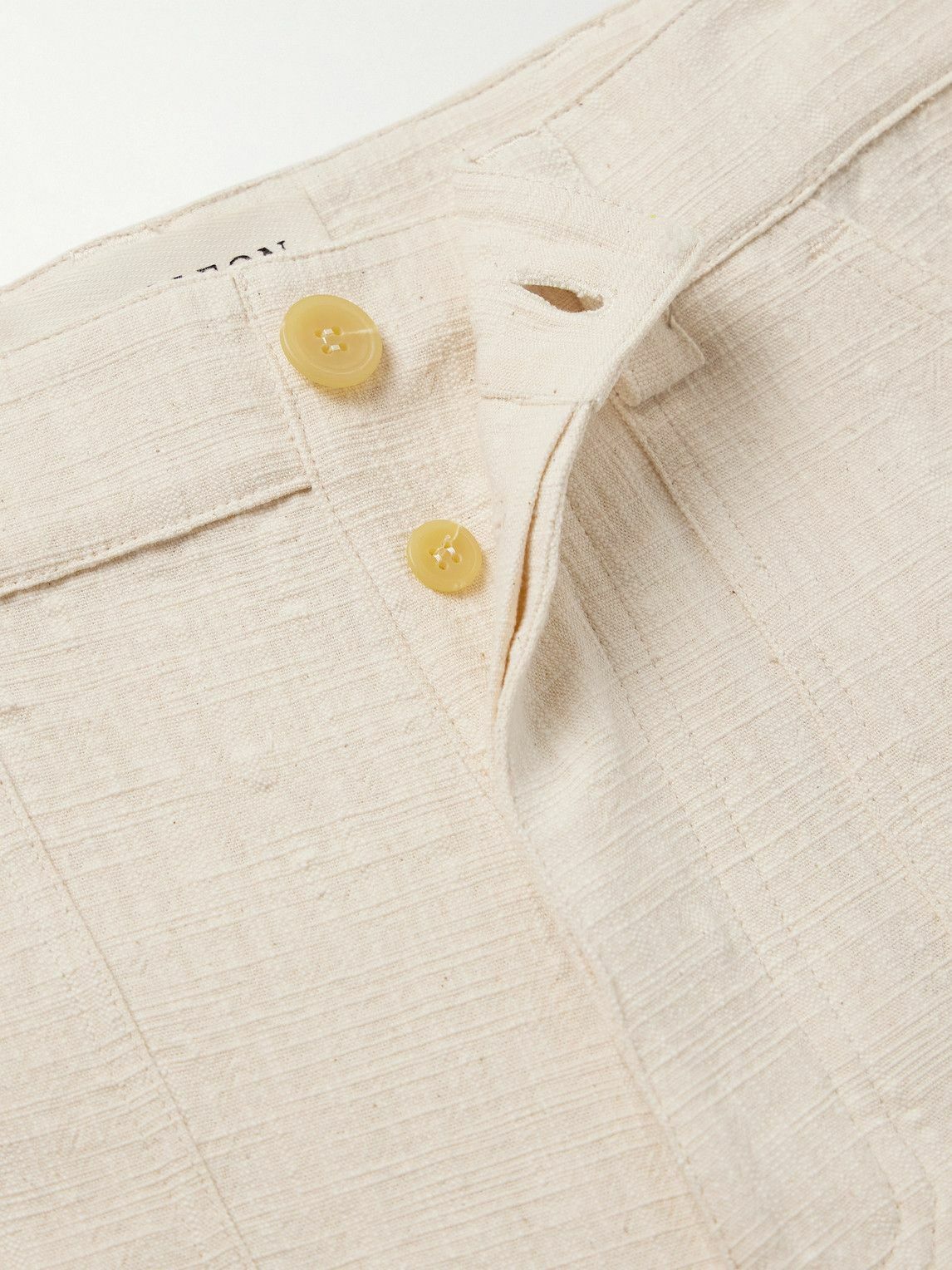 MILES LEON - Garden Straight-Leg Slub Cotton-Canvas Trousers - Neutrals