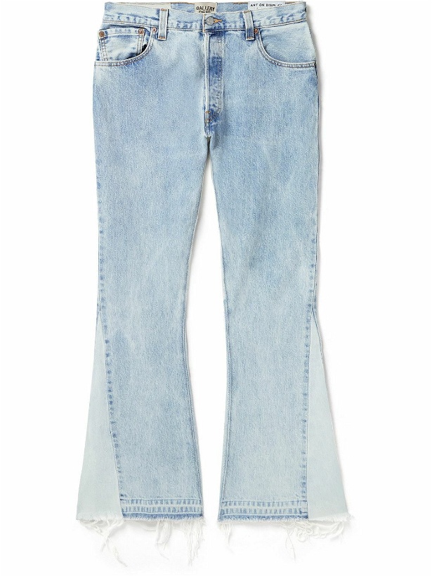 Photo: Gallery Dept. - 90210 La Flare Distressed Patchwork Recycled Flared Jeans - Blue