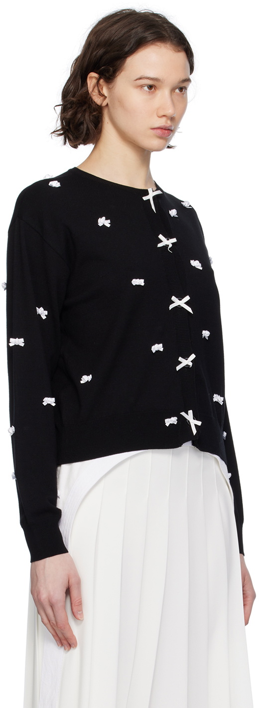 Pushbutton Black Ribbon Cardigan