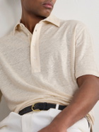 Ralph Lauren Purple label - Logo-Embroidered Linen-Jersey Polo Shirt - Neutrals