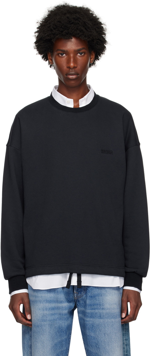 ZEGNA Navy Crewneck Sweatshirt