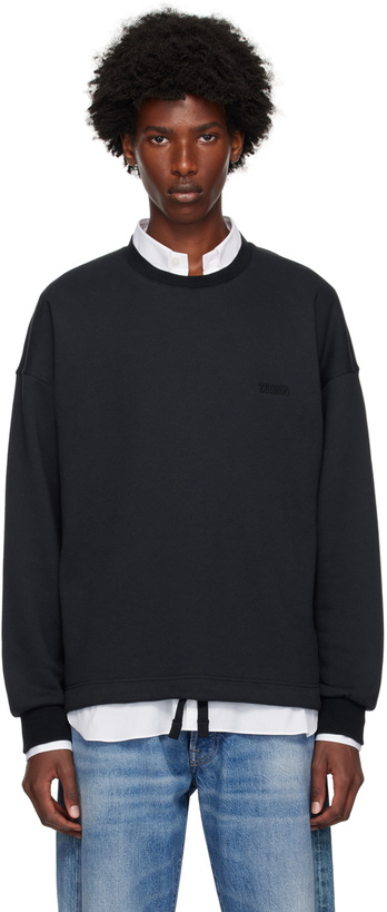 Photo: ZEGNA Navy Crewneck Sweatshirt