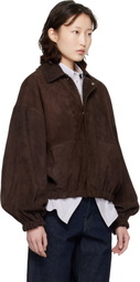 Cordera Brown Paneled Suede Bomber Jacket