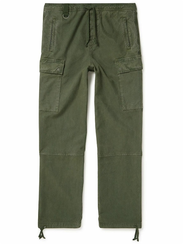 Photo: MANAAKI - Rua Straight-Leg Cotton and Lyocell-Blend Twill Drawstring Cargo Trousers - Green