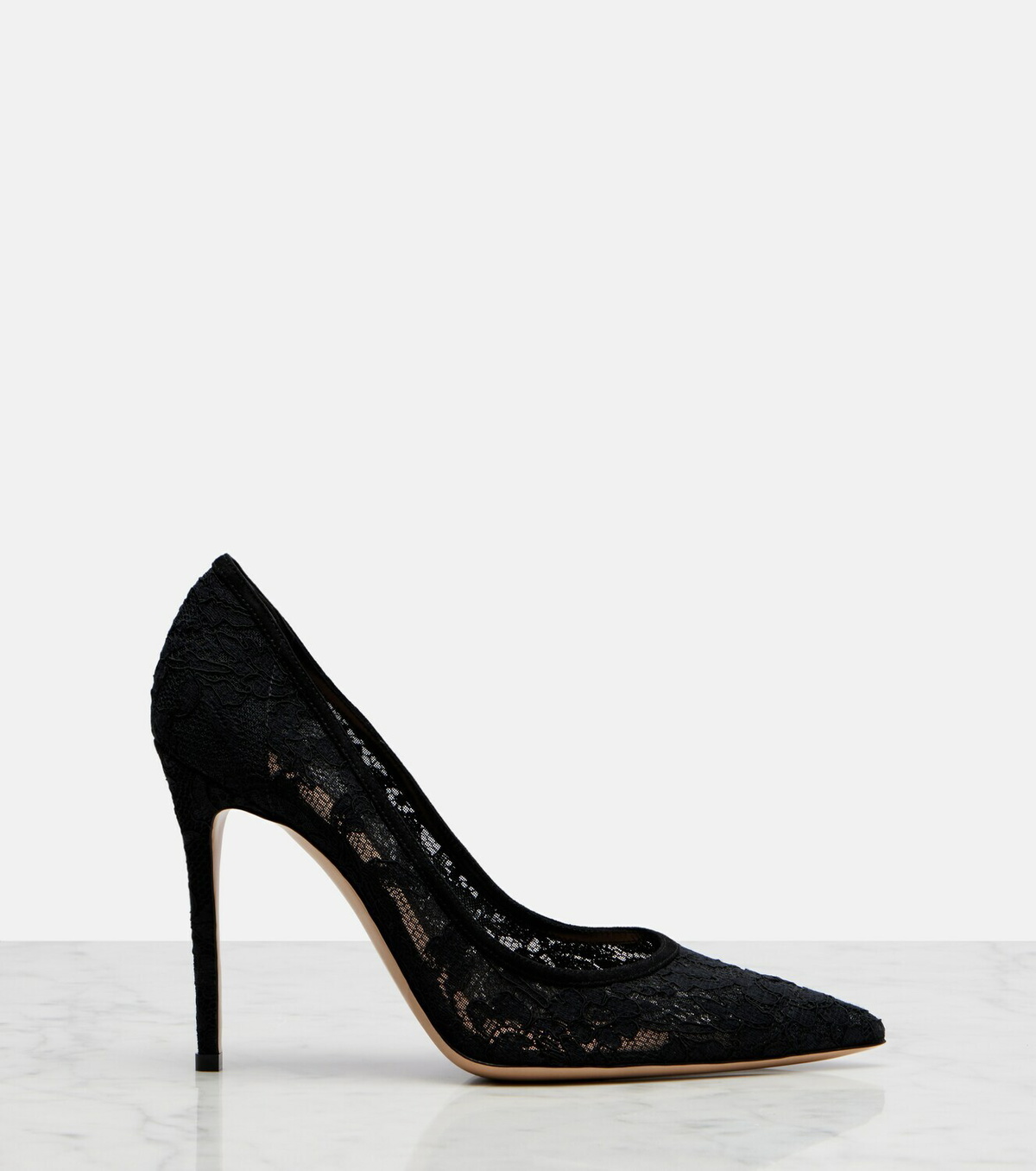 Gianvito Rossi Claudia suede-trimmed lace pumps