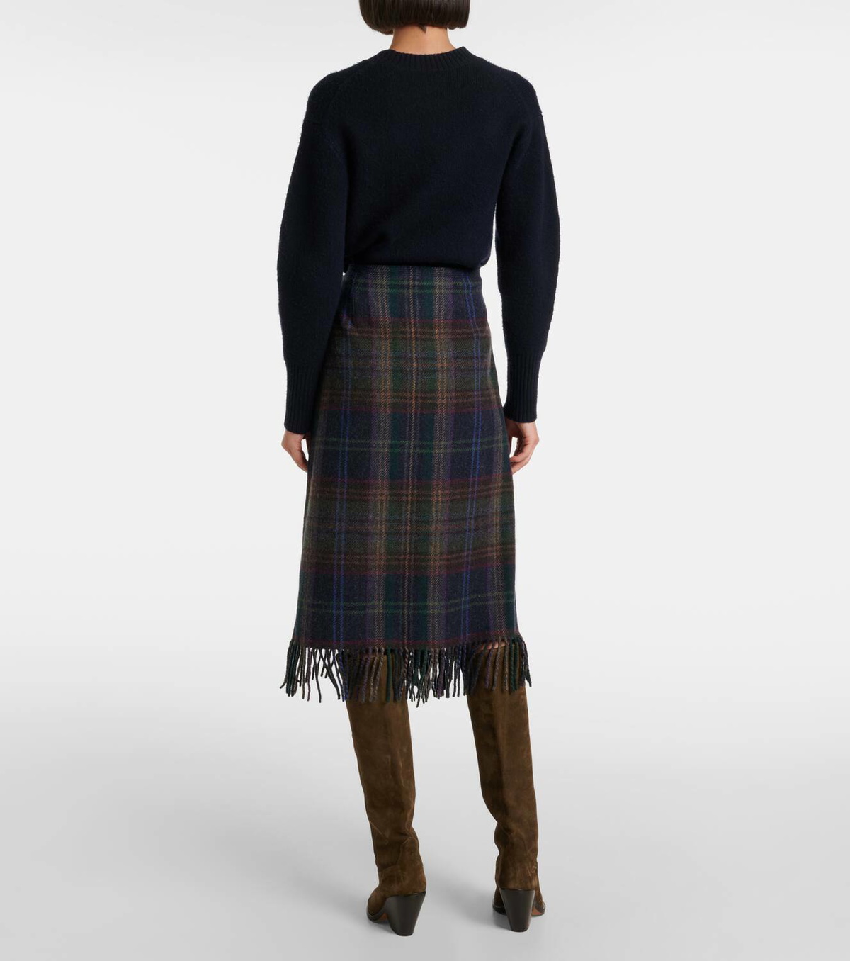 POLO RALPH LAUREN タータン プラッド プリーテッドスカート Polo Ralph Lauren Fringed plaid wool-blend wrap skirt Polo Ralph