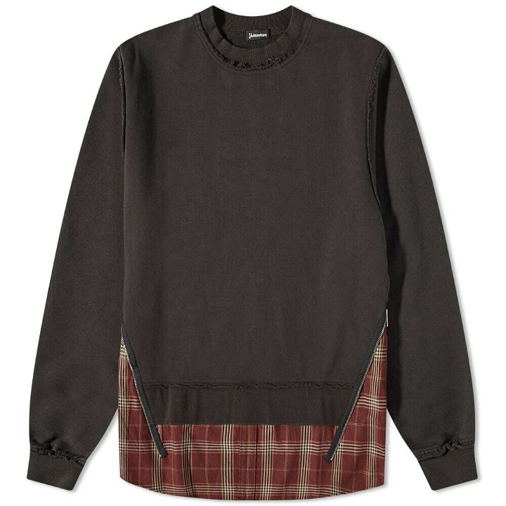 Photo: Undercoverism Men's Check Detail Crew Sweat in Charcoal