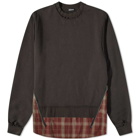 Undercoverism Men's Check Detail Crew Sweat in Charcoal