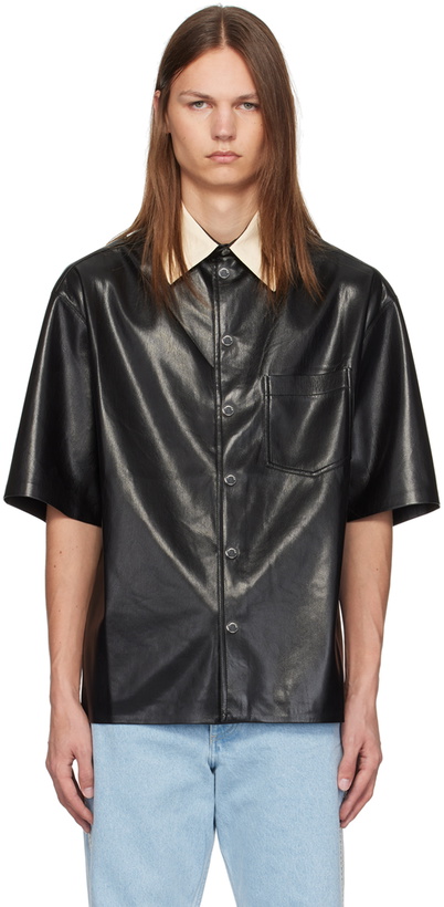 Photo: Nanushka Black Aksel Faux-Leather Shirt