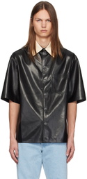 Nanushka Black Aksel Faux-Leather Shirt