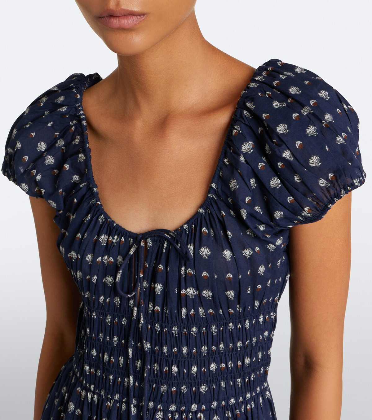 Dôen Quinn printed cotton poplin midi dress