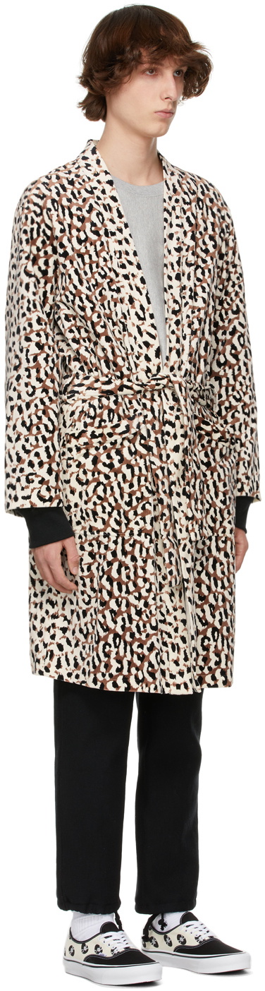 WACKO MARIA White Leopard 'Guilty Parties' Gown Coat Wacko Maria