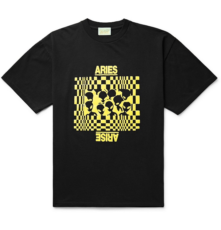 Photo: Aries - Logo-Print Cotton-Jersey T-Shirt - Black