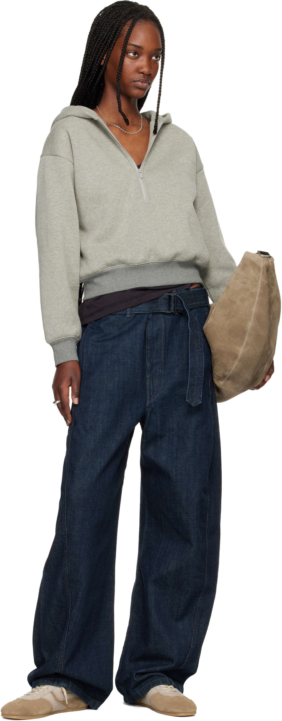 Fear of God ESSENTIALS Gray Signature Classic Half Zip Hoodie