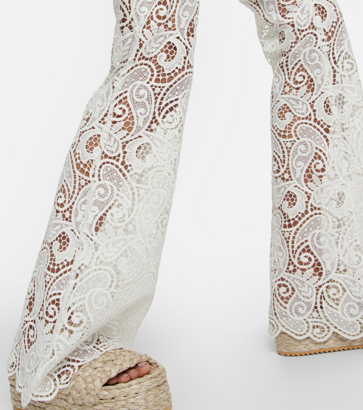 Dodo Bar Or Scalloped mid-rise bootcut lace pants