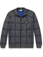 Schiesser - Helge Logo-Appliquéd Checked Cotton-Blend Jersey Zip-Up Sweatshirt - Gray