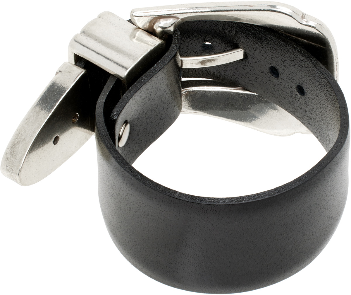 Toga Pulla Black Leather Bangle Bracelet