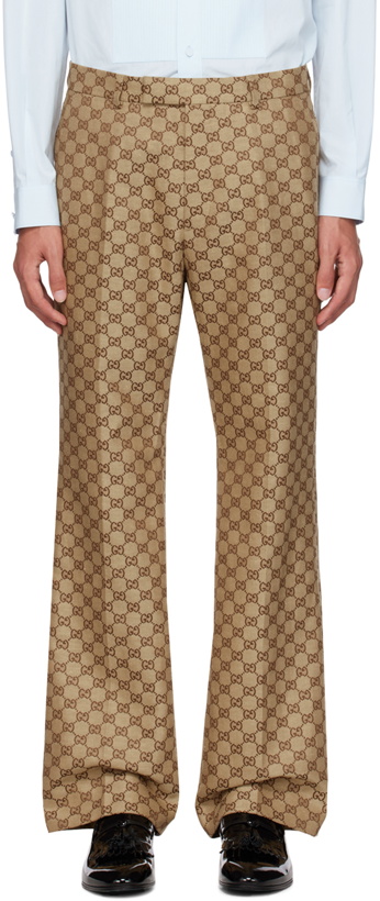 Photo: Gucci Beige GG Supreme Trousers