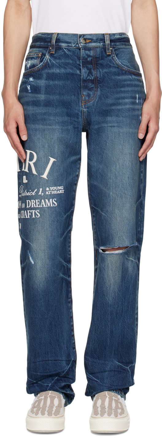 AMIRI Indigo Embroidered Jeans Amiri
