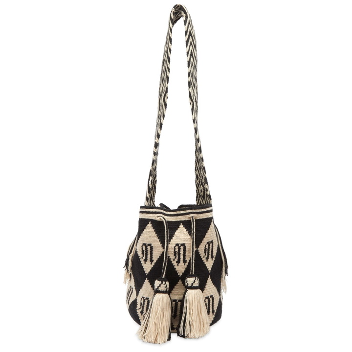 Photo: Nanushka Women's The Bucket Bag in Crème/Black Diamond Check
