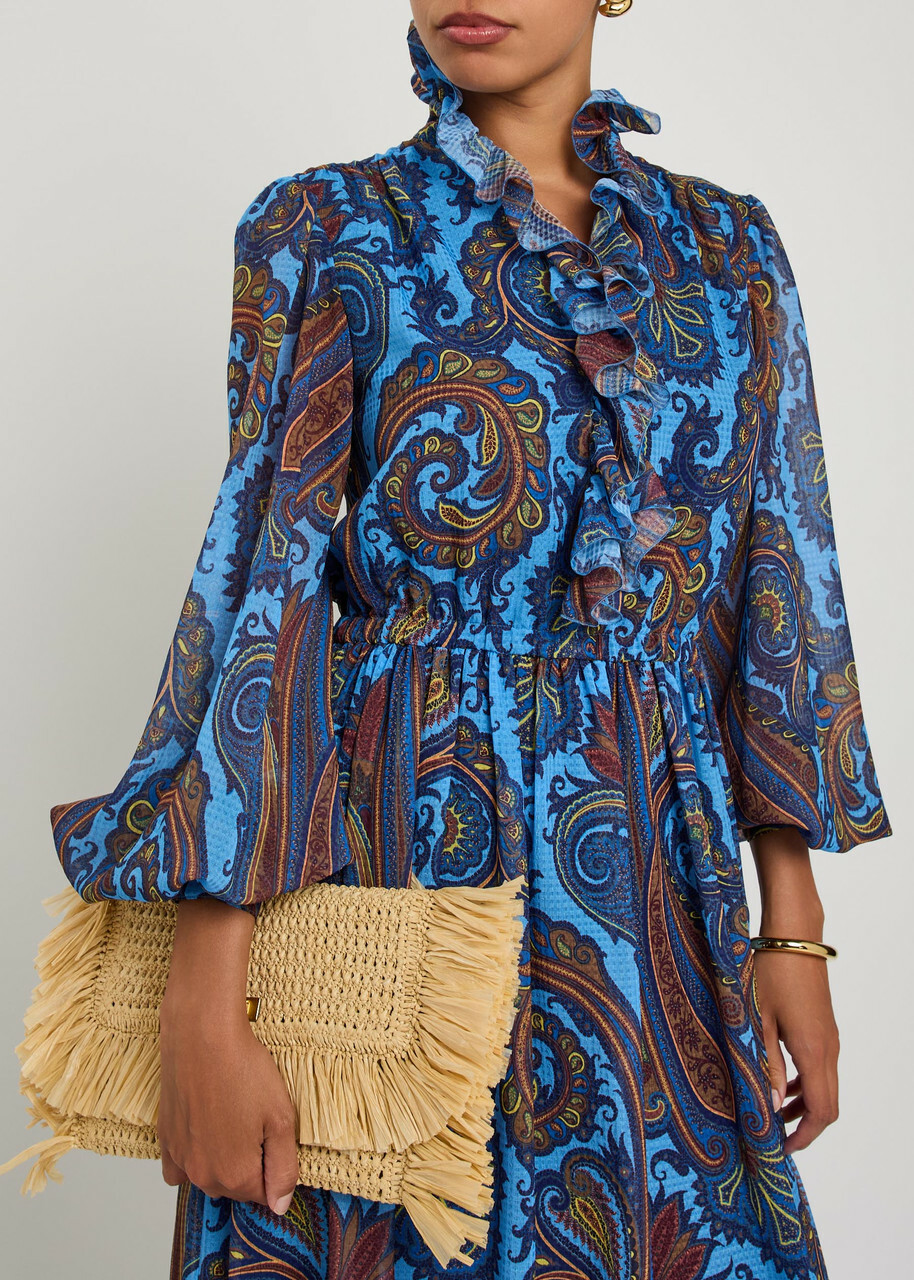 Etro Paisley-print Ruffled Chiffon Maxi Dress Multicoloured