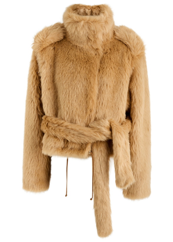 Photo: Darkpark Hunter Belted Faux fur Coat Brown