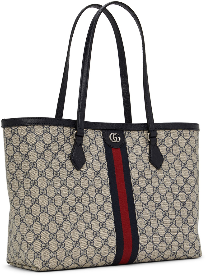 Ophidia GG large tote bag in beige and blue Supreme