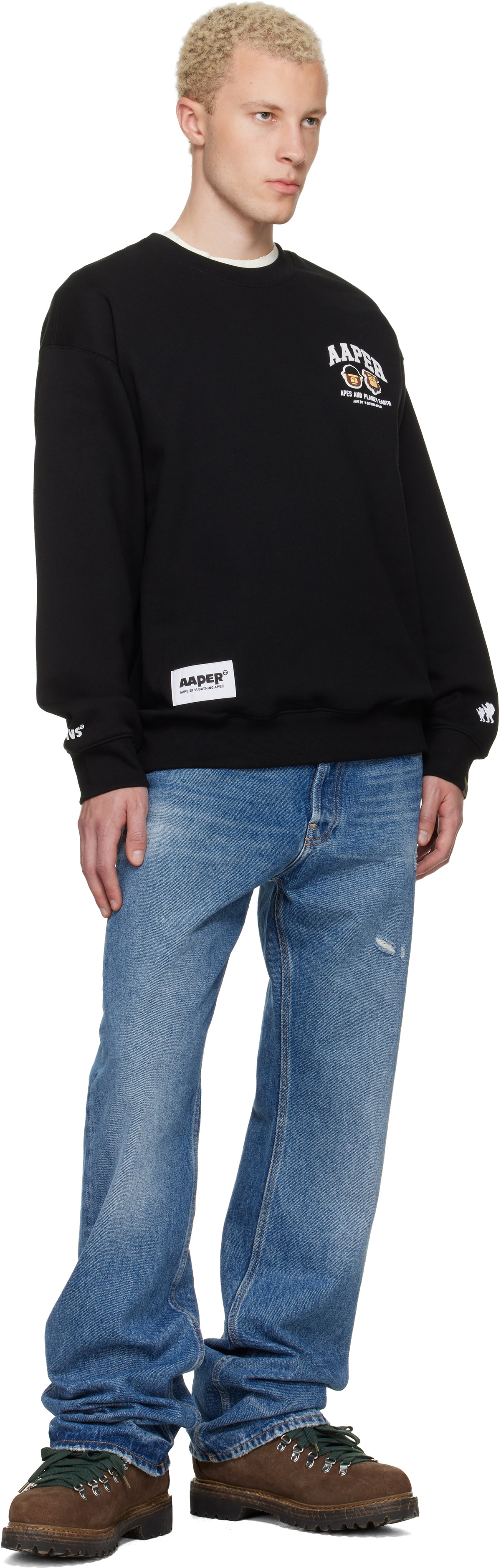 AAPE by A Bathing Ape Black 'AAPER' Crew Neck Sweatshirt