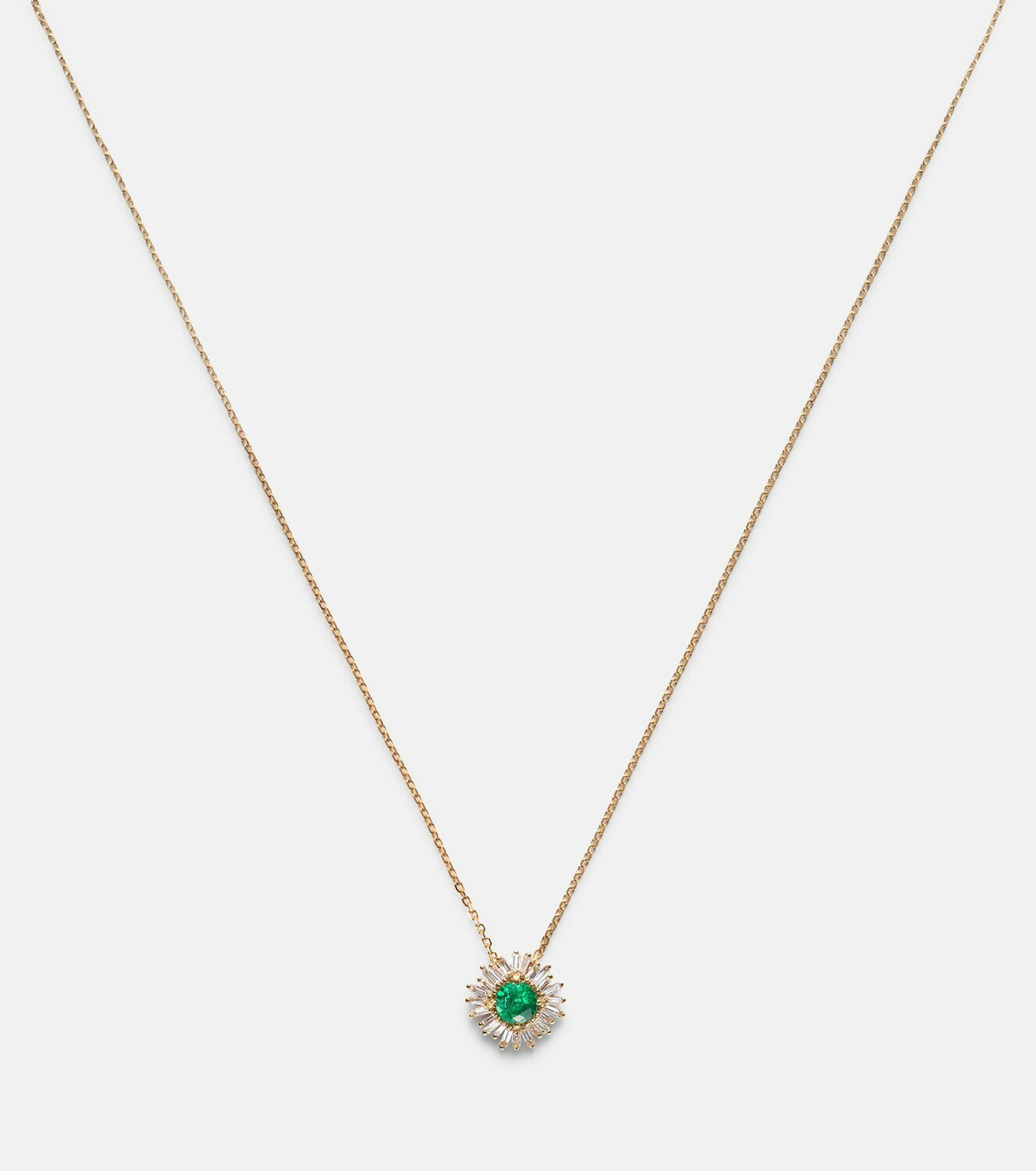 Suzanne Kalan One Of A Kind 18kt gold necklace with emerald and diamonds