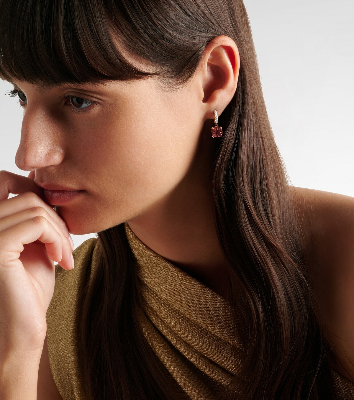 Octavia Elizabeth Cobblestone Micro 18kt gold hoop earrings with morganites and diamonds