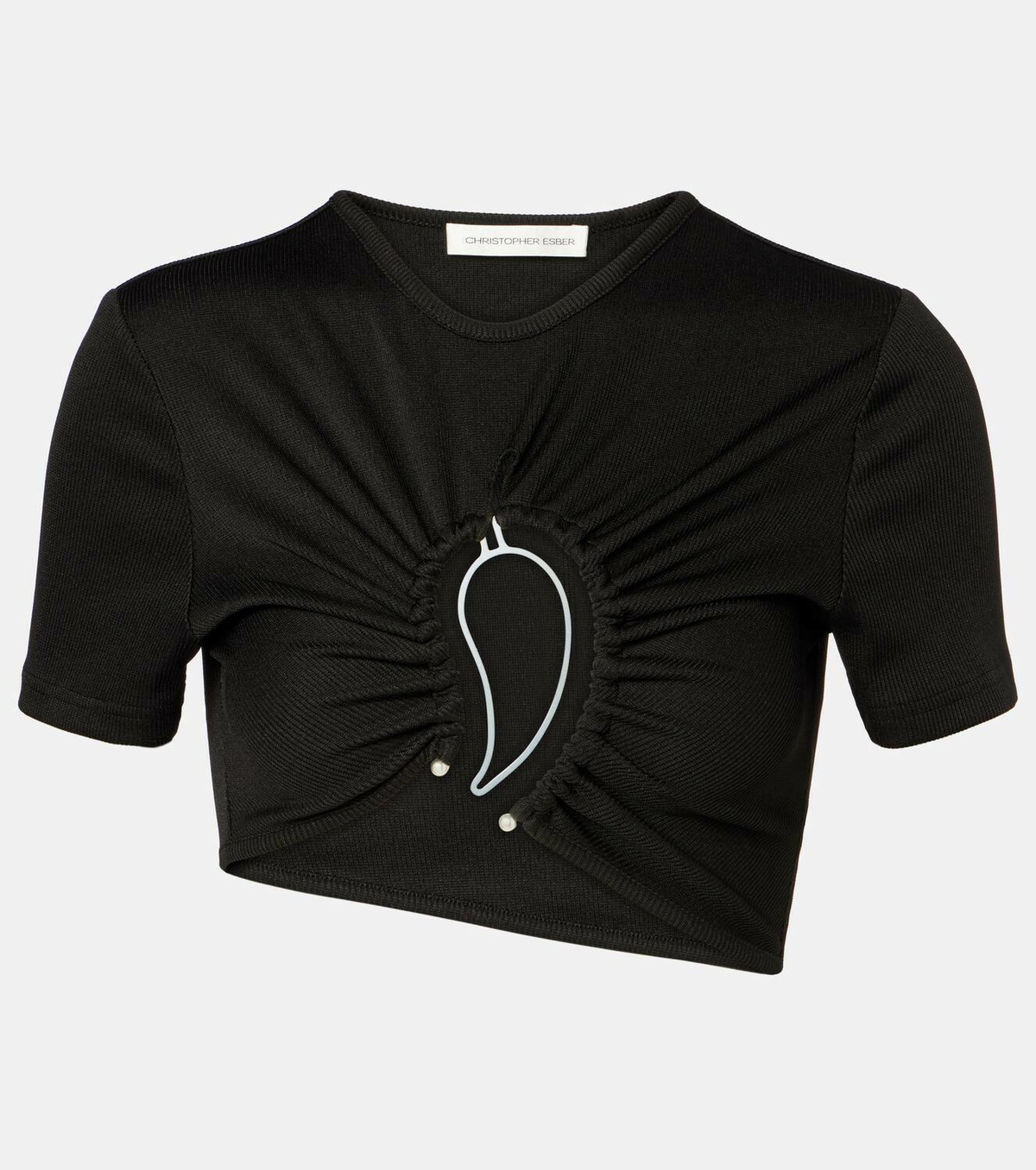 Christopher Esber Paisley cropped gathered T-shirt