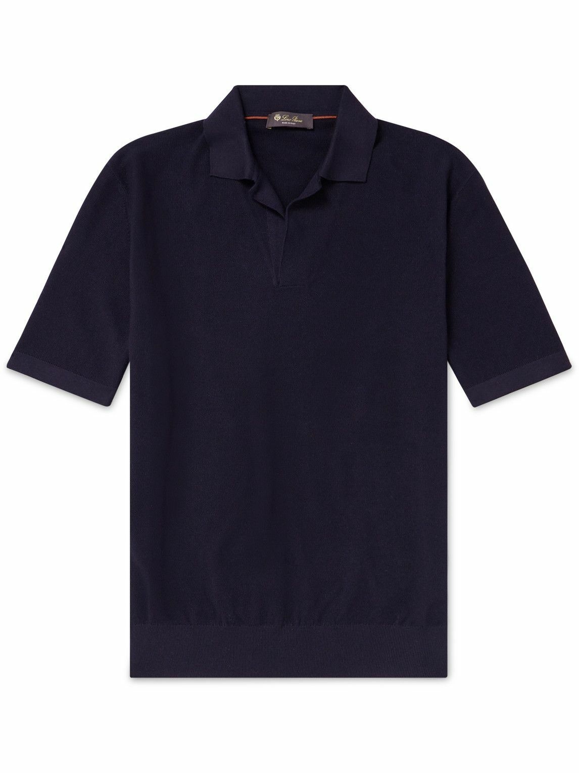 Loro Piana - Cotton and Silk-Blend Piqué Polo Shirt - Blue Loro Piana