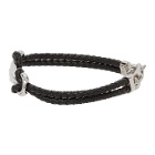 Giorgio Armani Black and Silver Braided Bracelet