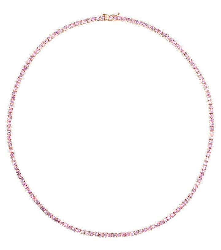 Photo: Roxanne First 14kt rose gold tennis necklace with pink sapphires