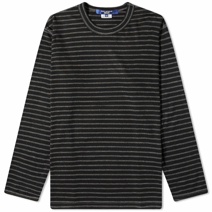 Photo: Junya Watanabe MAN Men's Long Sleeve Striped Wool T-Shirt in Black/Charcoal