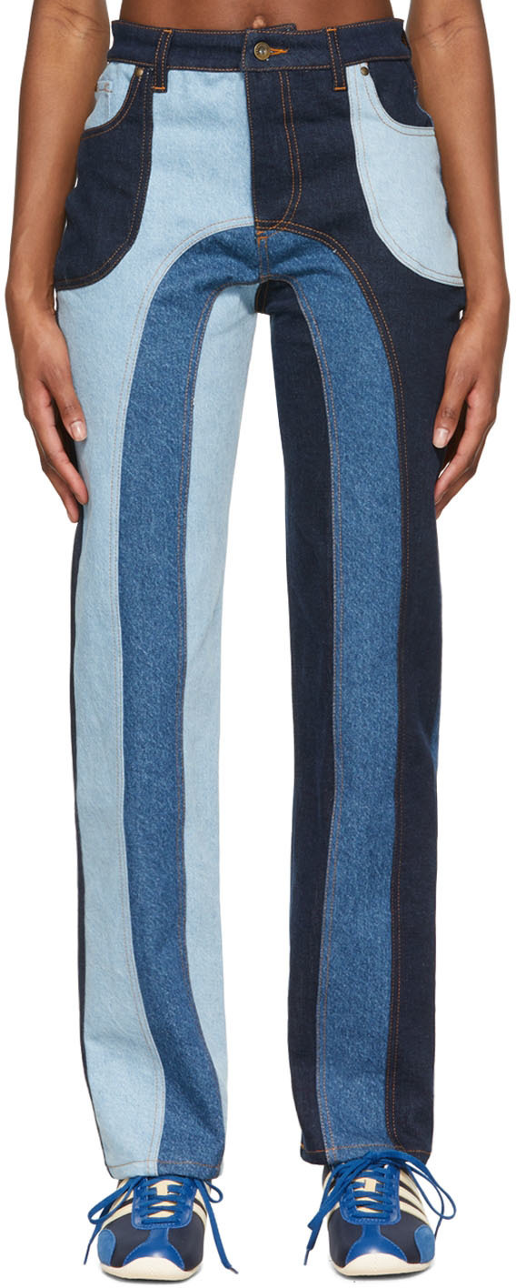 Buy Ahluwalia Blue Laser Low Rise Jeans - Stanly Blue At 52% Off