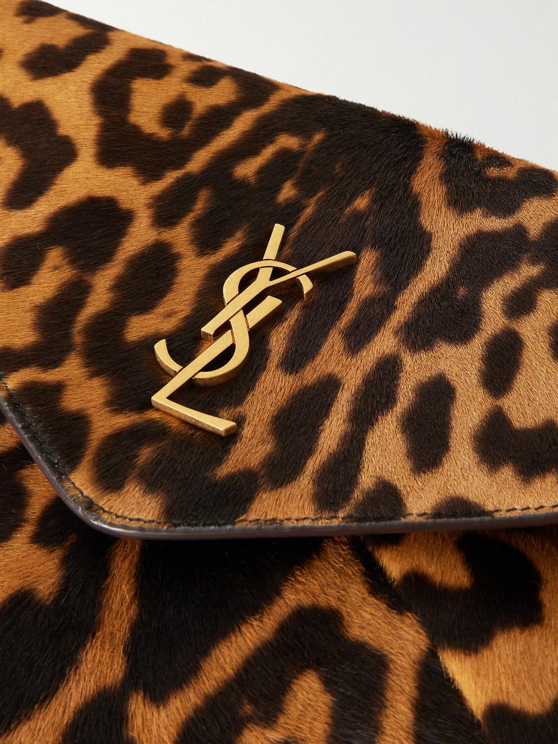 SAINT LAURENT - Logo-Appliquéd Leopard-Print Calf Hair Pouch