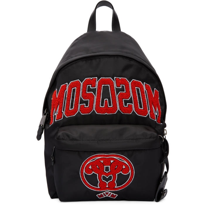 Photo: Moschino Black Embroidered Backpack