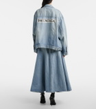 Balenciaga Pleated denim midi skirt