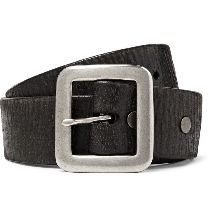 Photo: RRL - 3.5cm Black Burlington Distressed Leather Belt - Black