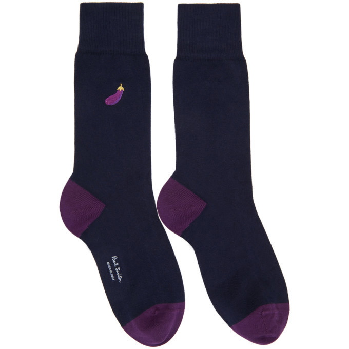 Photo: Paul Smith Navy and Purple Aubergine Socks