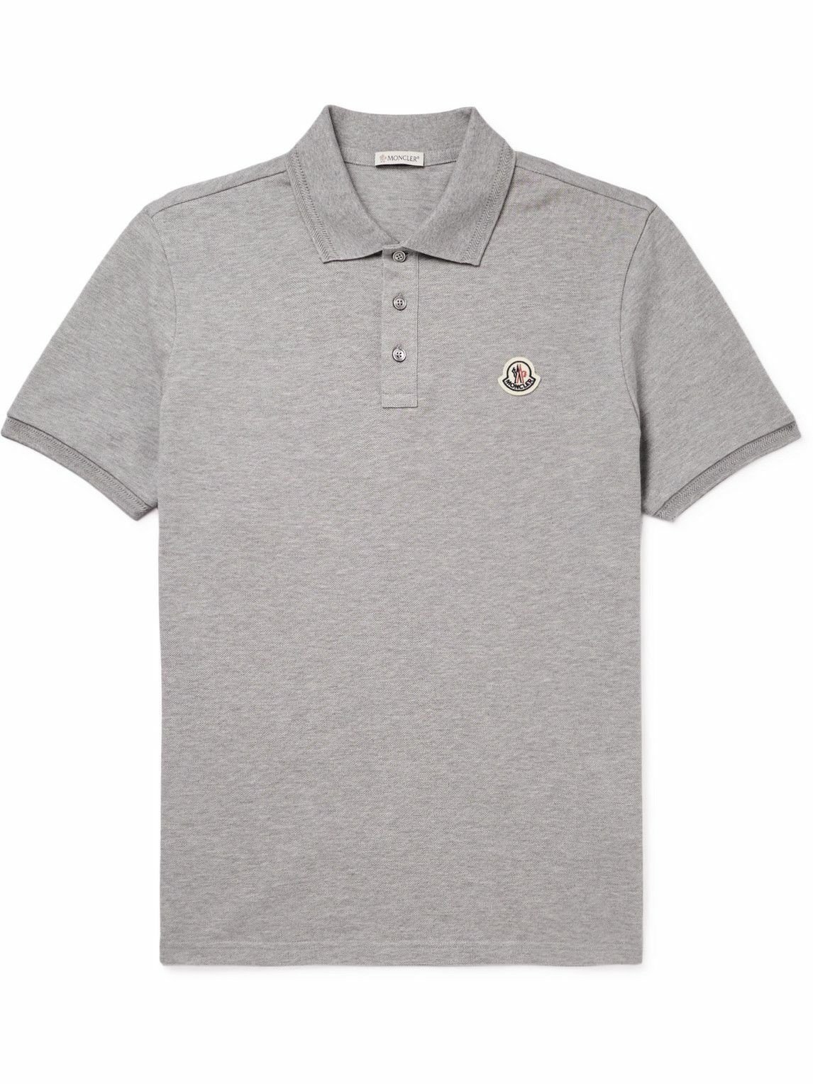 Moncler - Logo-Appliquéd Cotton-Piqué Polo Shirt - Gray Moncler